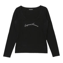  Emporio Armani Spellout Long Sleeve Top - XL Black Cotton