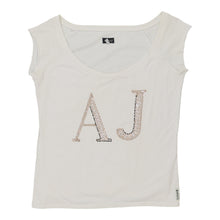  Armani Jeans Spellout Top - Large White Cotton