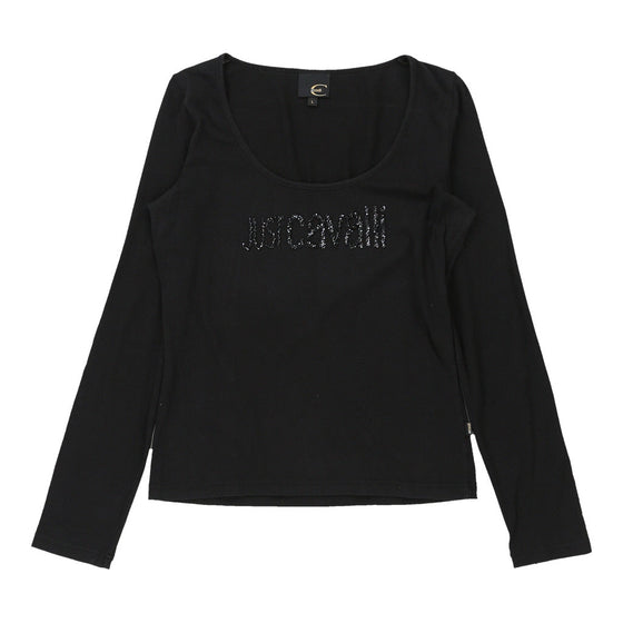 Just Cavalli Long Sleeve Top - Large Black Cotton