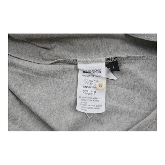 Napapijri Long Sleeve Polo Shirt - Large Grey Cotton