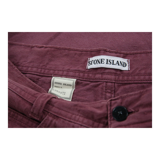 Stone Island Trousers - 32W UK 14 Red Cotton