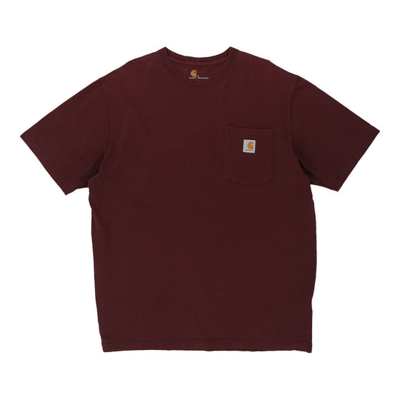 Pre-Loved burgundy Carhartt T-Shirt - mens large