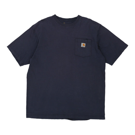 Pre-Loved navy Carhartt T-Shirt - mens large