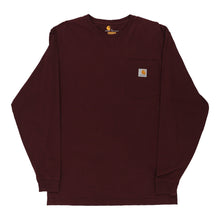  Pre-Loved burgundy Carhartt Long Sleeve T-Shirt - mens small