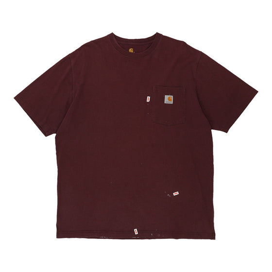 Pre-Loved burgundy Carhartt T-Shirt - mens large