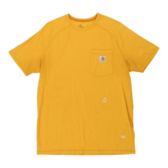 Pre-Loved yellow Carhartt T-Shirt - mens medium