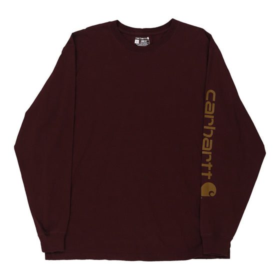 Pre-Loved burgundy Carhartt Long Sleeve T-Shirt - mens large