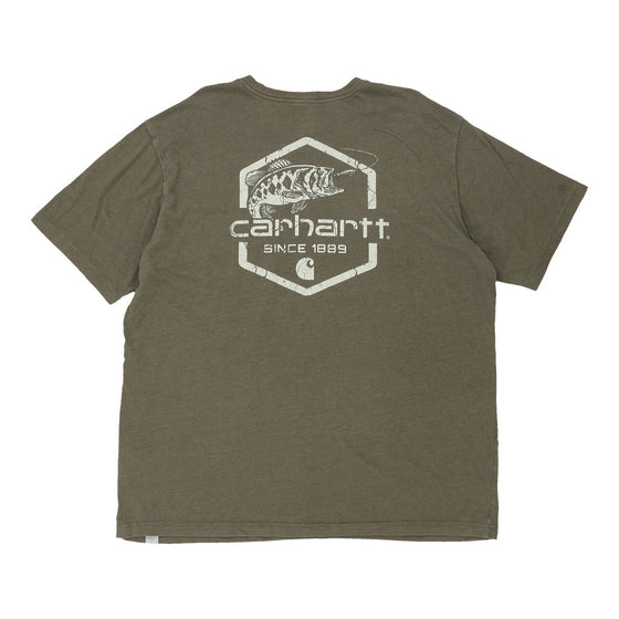 Pre-Loved khaki Carhartt T-Shirt - mens x-large