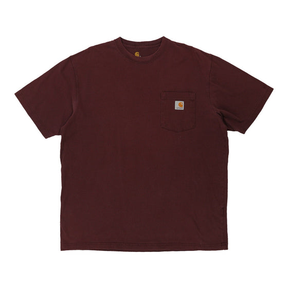 Pre-Loved burgundy Carhartt T-Shirt - mens large