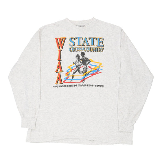 Vintage grey Single Stitch WIAA State Cross Country Wisconsin Rapids 1993 Oneita Long Sleeve T-Shirt - mens x-large