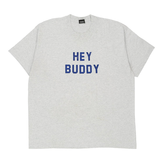 Vintage grey Single Stitch Made in USA Hey Buddy Screen Stars T-Shirt - mens xx-large