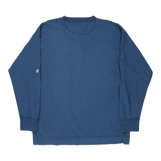 Vintage blue Henley Levis Long Sleeve T-Shirt - mens x-large