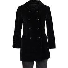  Vintage black Velvet Look Unbranded Overcoat - womens small