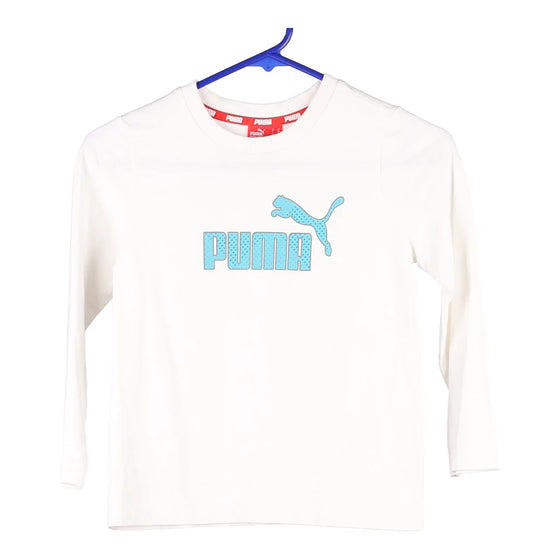 Vintage white Age 6-7 Puma Long Sleeve T-Shirt - girls small