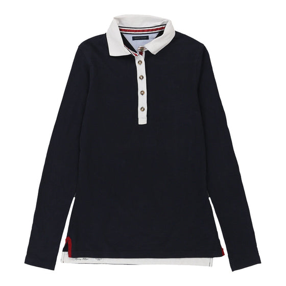 Tommy Hilfiger Long Sleeve Polo Shirt - Small Navy Cotton