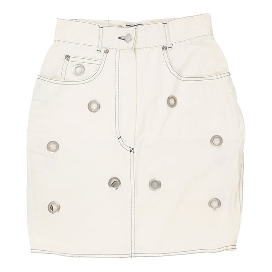 Oaks By Ferre Denim Skirt - 24W UK 4 White Cotton