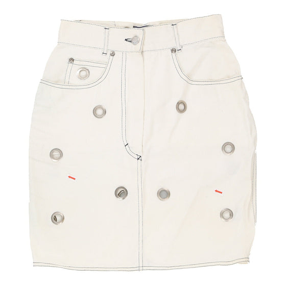 Oaks By Ferre Denim Skirt - 24W UK 4 White Cotton