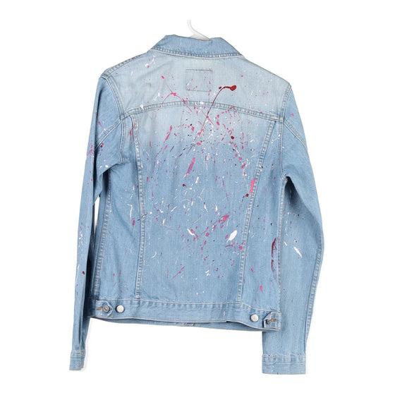 Vintage blue Paint Splattered Sisley Denim Jacket - womens large