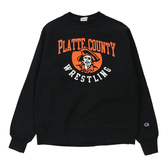 Vintage black Reverse Weave Platte County Wrestling Champion Sweatshirt - mens medium