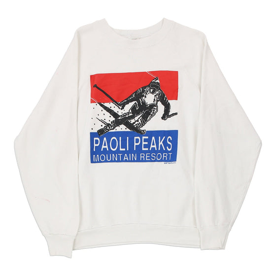 Vintage white Paoli Peaks Fruit Of The Loom Sweatshirt - mens small