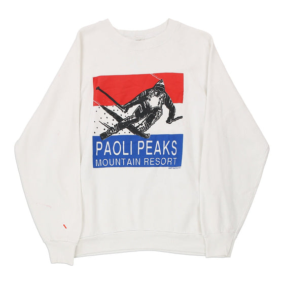 Vintage white Paoli Peaks Fruit Of The Loom Sweatshirt - mens small