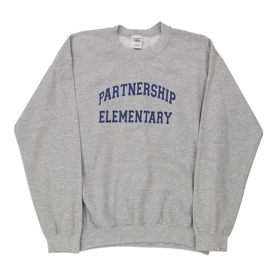 Vintage grey Partnership Elementary Gildan Sweatshirt - mens medium