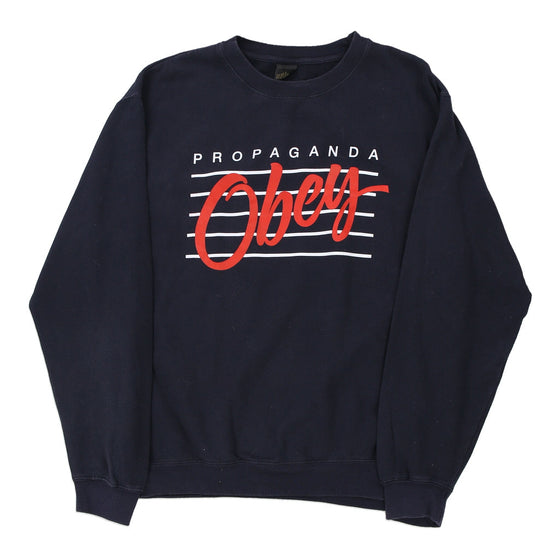 Vintage navy Propaganda Obey Sweatshirt - mens large