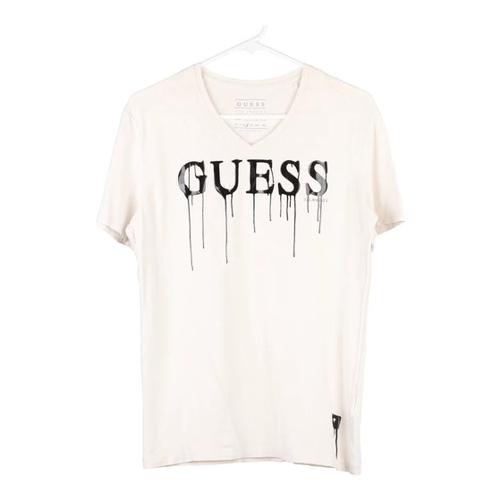 Pre-Loved white Guess T-Shirt - mens large