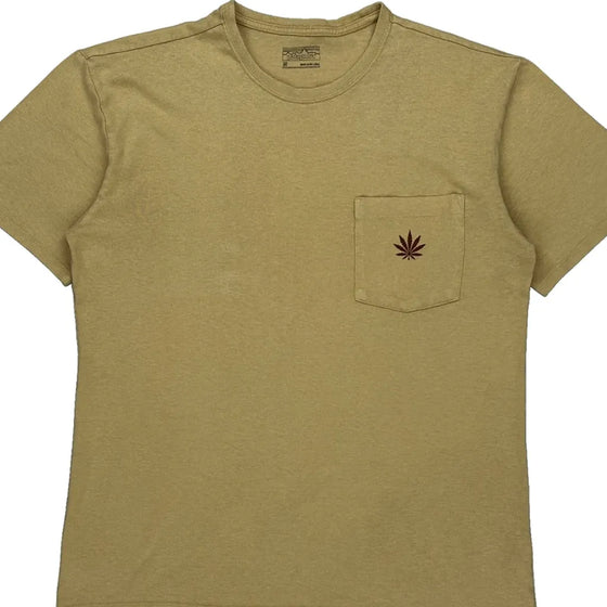 Leaf Embroidery Patagonia Graphic T-Shirt - Medium Beige Cotton