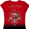 Love Kills Slowly Ed Hardy Graphic T-Shirt - Small Red Cotton