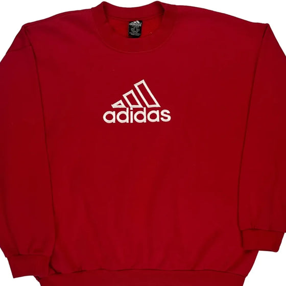 Adidas Logo Adidas Spellout Sweatshirt - XL Red Cotton Blend