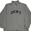 Dkny Logo Dkny Spellout 1/4 Zip - XL Grey Cotton Blend