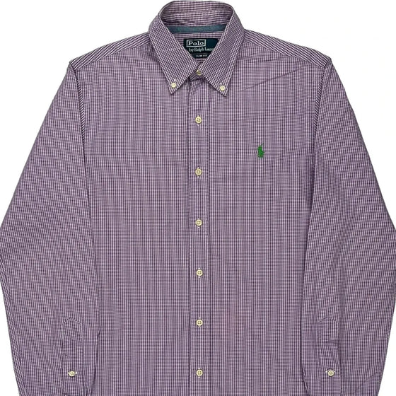 Slim Fit Ralph Lauren Checked Shirt - Small Purple Cotton