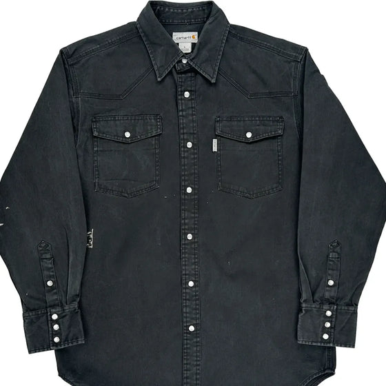 Western Style Carhartt Checked Shirt - Large Black Cotton