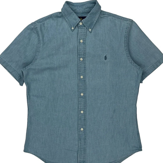 Ralph Lauren Slim Fit Short Sleeve Shirt - Large Blue Cotton