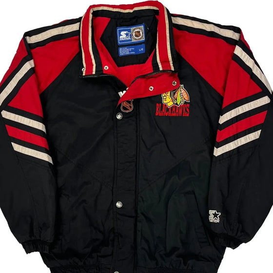 Chicago Blackhawks Starter Nhl Jacket - Large Black Nylon