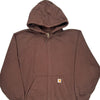 Carhartt Zip Up - 2XL Brown Cotton Blend