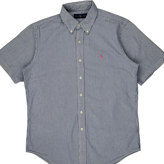 Ralph Lauren Striped Short Sleeve Shirt - Medium Blue Cotton