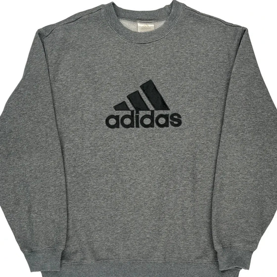 Adidas Logo Adidas Spellout Sweatshirt - Medium Grey Cotton Blend