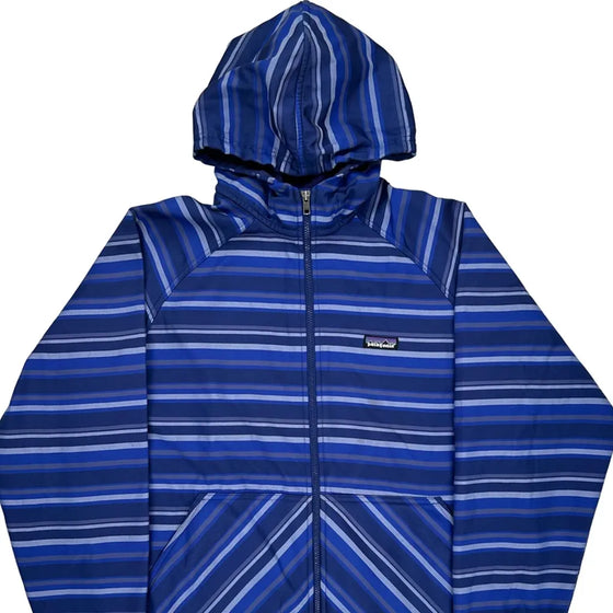 Patagonia Striped Jacket - Large Blue Polyester