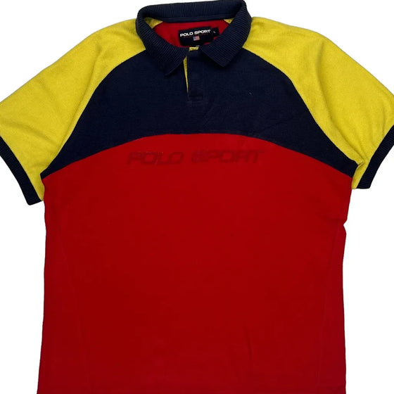 Polo Sport Collared Polo Shirt - Large Red Cotton