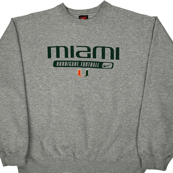 Miami Hurricane Football Nike Sweatshirt - Large Grey Cotton Blend