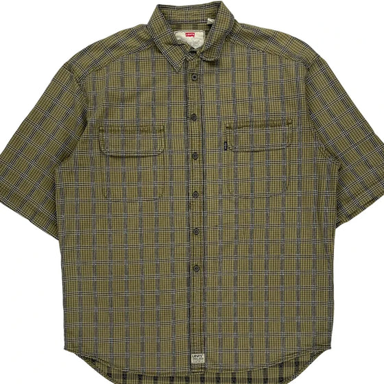 None Levis Checked Short Sleeve Shirt - Large Green Cotton