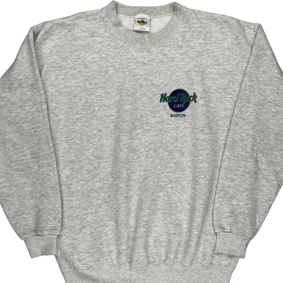 Boston Hard Rock Cafe Graphic Sweatshirt - Large Grey Cotton Blend