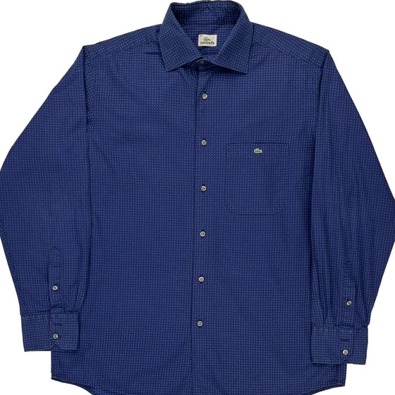 Lacoste Patterned Shirt - Large Blue Cotton