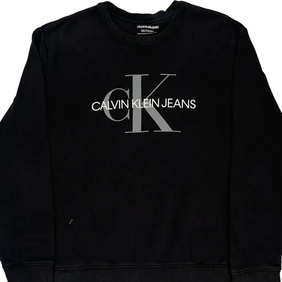 Calvin Klein Jeans Spellout Sweatshirt - 2XL Black Cotton Blend