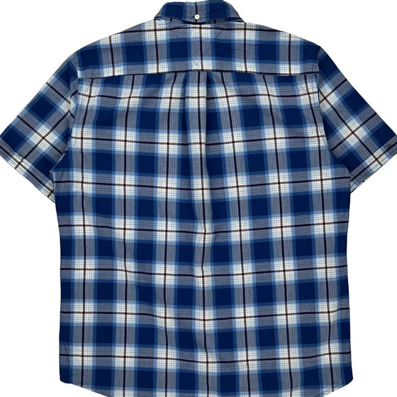 Classic Fit Tommy Hilfiger Checked Short Sleeve Shirt - Medium Blue Cotton