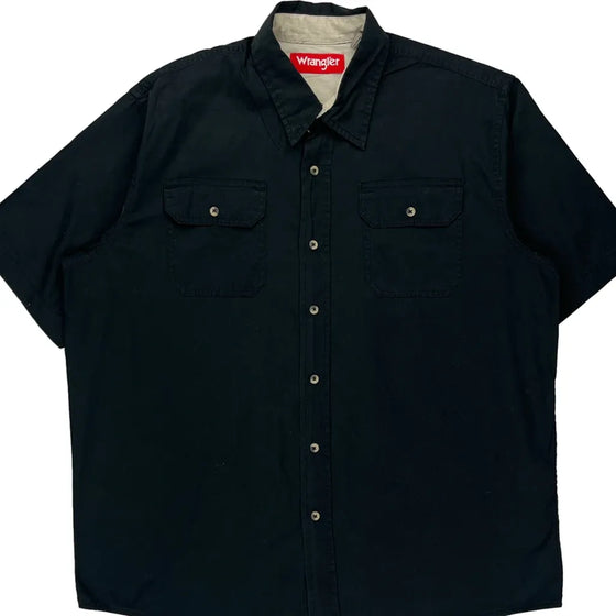 Wrangler Short Sleeve Shirt - Large Black Cotton