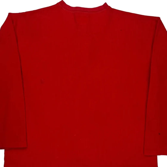 Waffle Marlboro Collared Top - XL Red Cotton