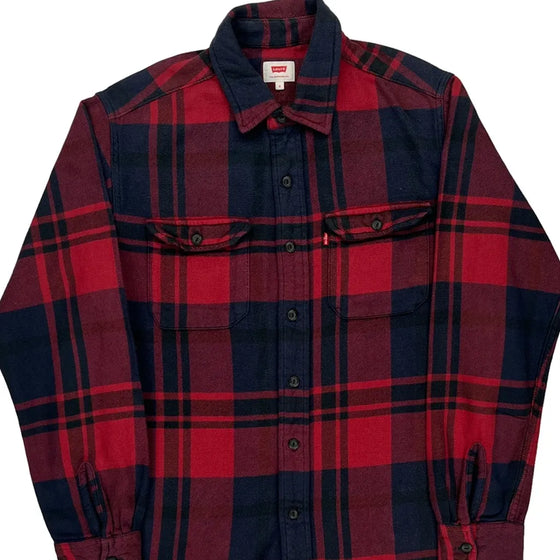 Levis Checked Flannel Shirt - Small Red Cotton